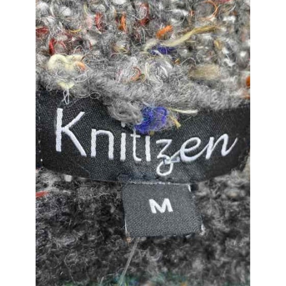 Knitizen Medium Open Front Chunky Knit Striped Cardigan Wool Blend - Picture 4 of 6